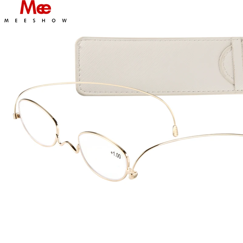 MEESHOW titanium reading glasses women men glasses frame paper glasses ultra thin eyeglasses pocket gold reading glasses +2.0