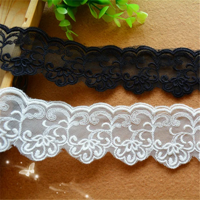 off white black 5.5cm Embroidery Lace Trim, DIY handmade lace accessories textile fabrics