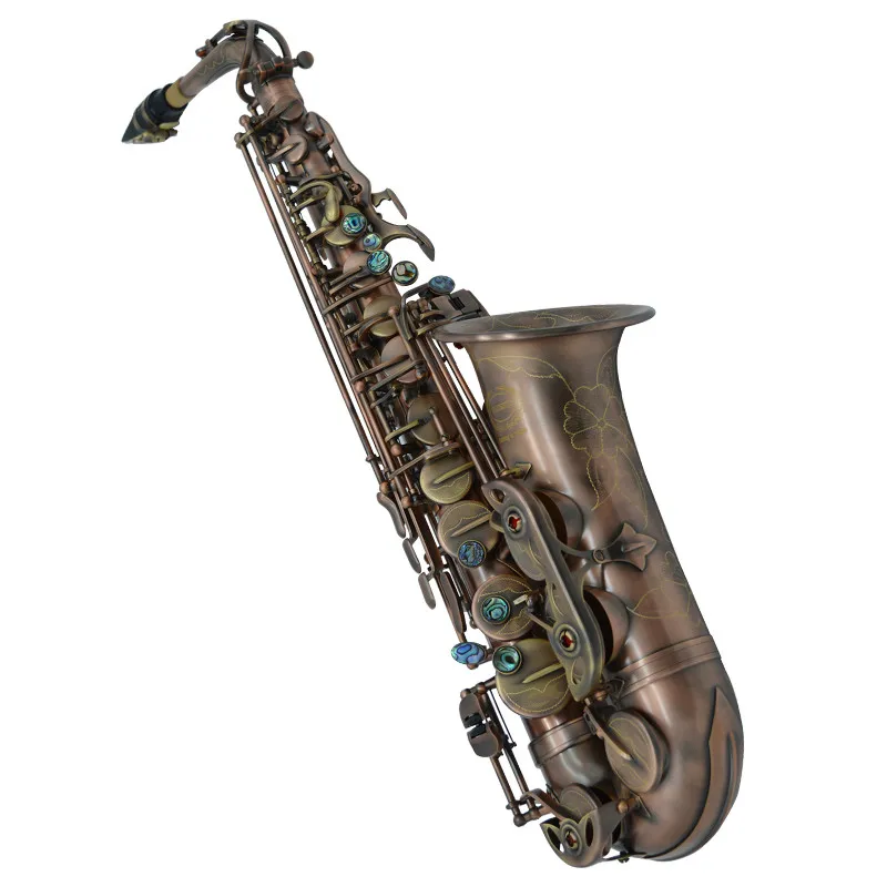 

Professional Brand Instruments China WES-2018 Alto Saxophone E Flat Unique Antique Copper Brass Sax Eb Tune Saxofone