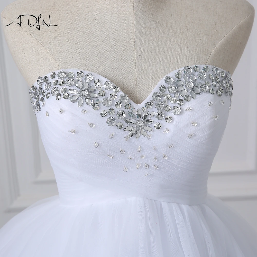 ADLN Corset Rijk Wedding Jurken met Crystal Sweetheart Mouwloze Kralen Elegant Bridal Dress Vestidos de Novia