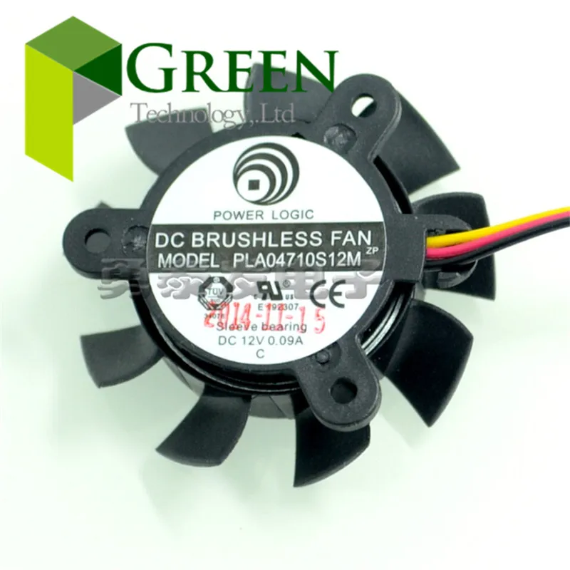 New POWER LOGIC DC12V 0.09A  PLA04710S12M 37mm diameter 25mm pitch  3 lines Graphics radiator fan 5PCS