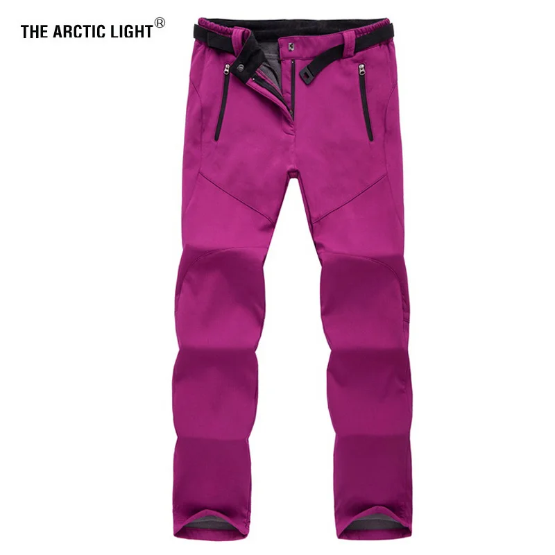 TRVLWEGO Pantalones Senderismo Esquí Térmico Softshell Snowboard Camping Patinaje Polar Impermeable para Mujeres Pantalones de Trekking al Aire Libre