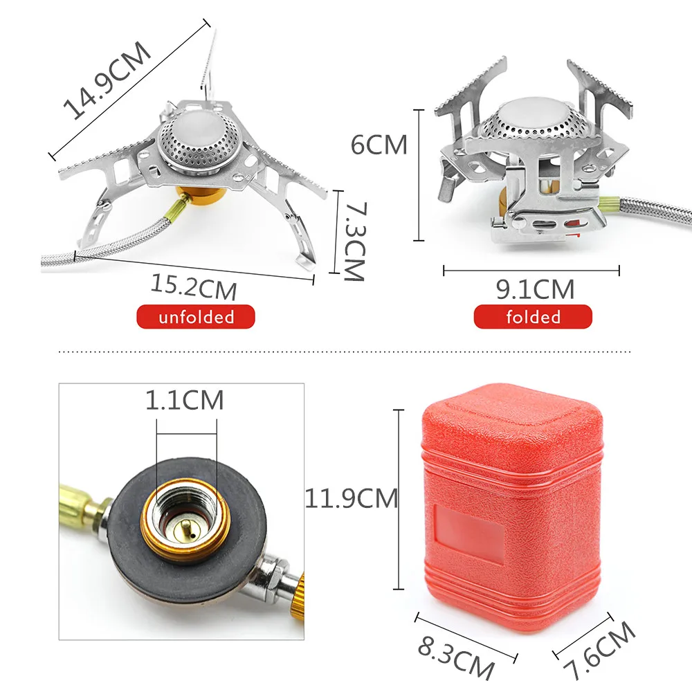 Hitorhike Aluminiumlegering Rvs Outdoor Burn Camping Apparatuur Picknick Gasfornuis Gas-Aangedreven Kachel Met Piezo Ontsteking