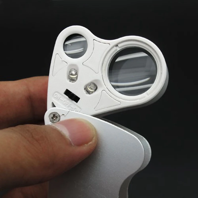 Mini Jewelery Loupe Portable LED Double-Multiple 30*22mm 60*12mm Jewelry Identifying Magnifier Magnifying Type Glass With Box