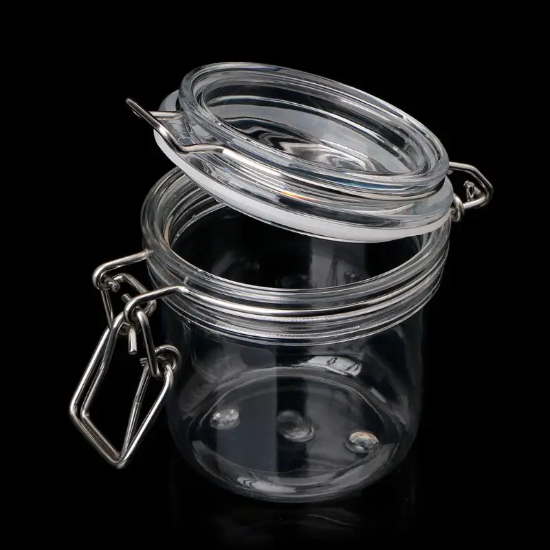 VFGTERTE 1PC 120ml/450ml/500ml/1500ml PET Storage Bottle with Airtight Seal Lid Round Clip Top Container Jars Home Kitchen