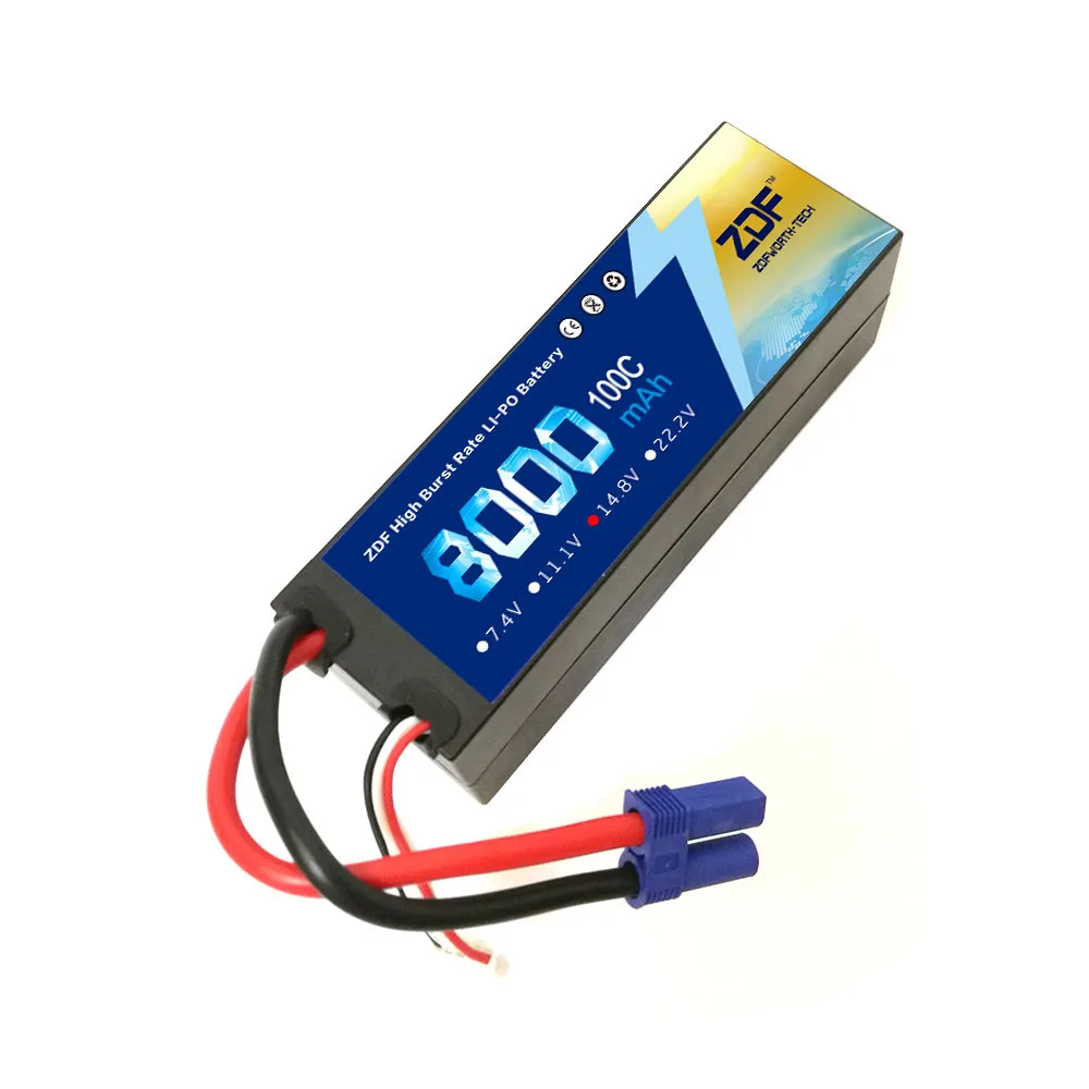 ZDF nowy oryginalny 4S 14.8V 8000mah 100C max 200C twarda obudowa bateria lipo z wtyczką EC5 XT60 XT90 do samochodu wyścigowego RC samolot ciężarówki