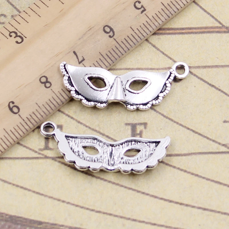 

20pcs Charms Party Mask Masquerade Mardi Gras 31x12mm Tibetan Bronze Silver Color Pendants Antique Jewelry DIY Handmade Making