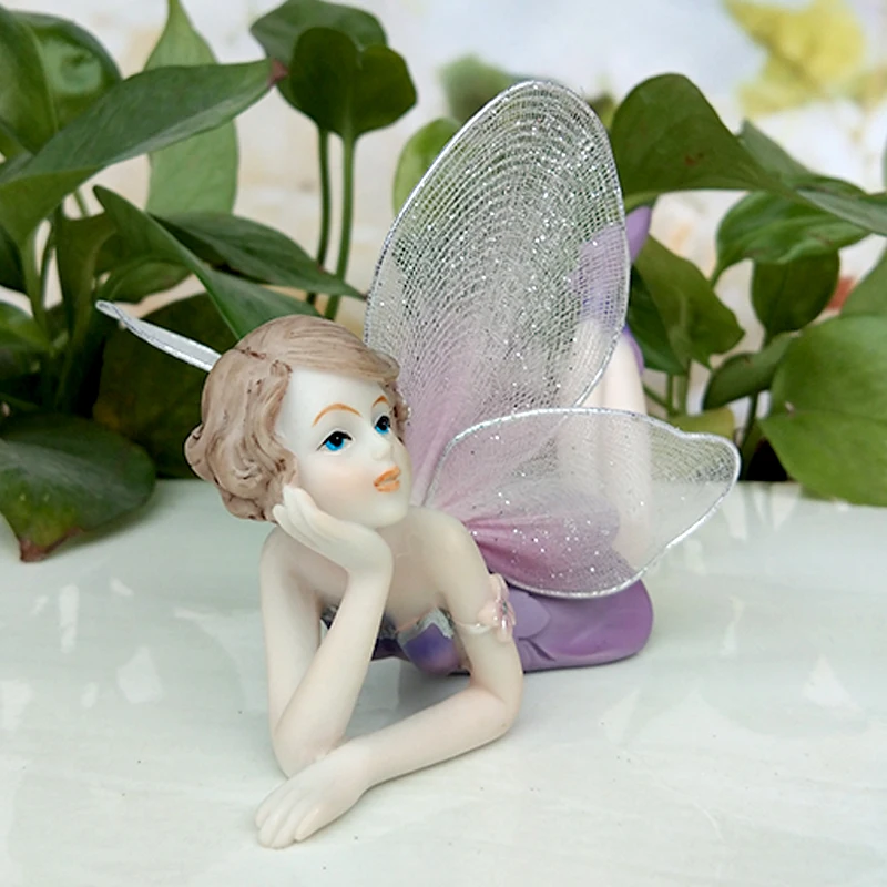 

Fairy Statue Resin Ornament Garden Decoration Angel Figurine Peaceful Prayer Girl Sculpture Craft Retro Desktop Ornament