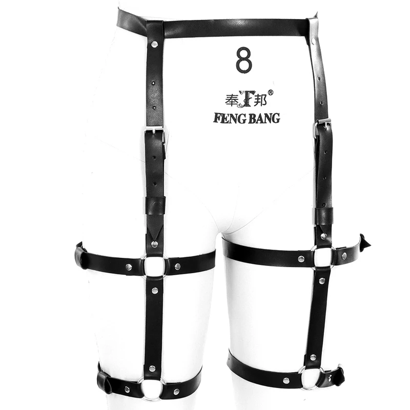 

Pu Leather Stocking Garter Belt Black Leg Harness Lingerie Club Party Dance Harajuku Suspenders Underwear Body Bondage for Women