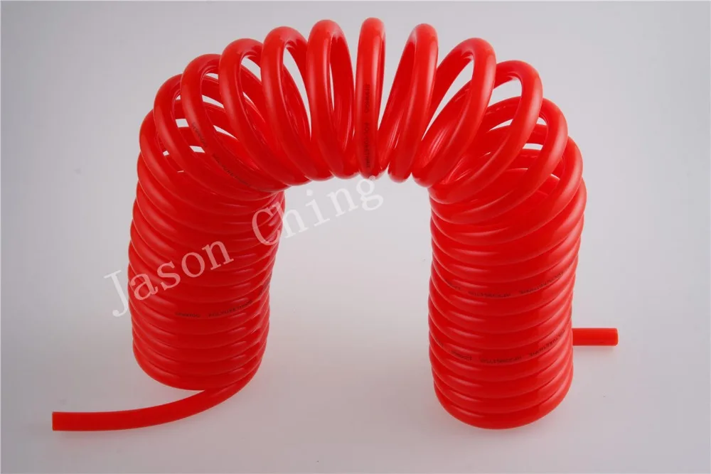 15M PU Pipe Recoil Air Hose 6mmx4mm Spring Tube For 1/4BSP Compressor Air Fittings