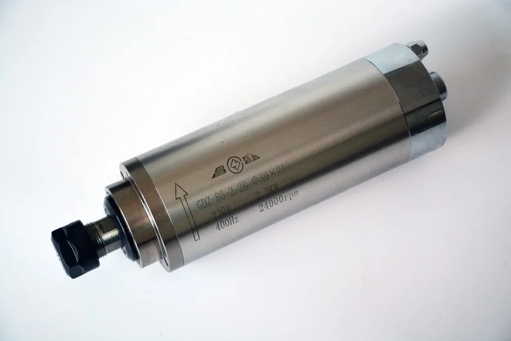 

2pcs 2.2kw spindle water cool 2pcs air cool spindle ER20 2.2kw AC220V 380v 80x213mm wood working GDZ-80-2.2B