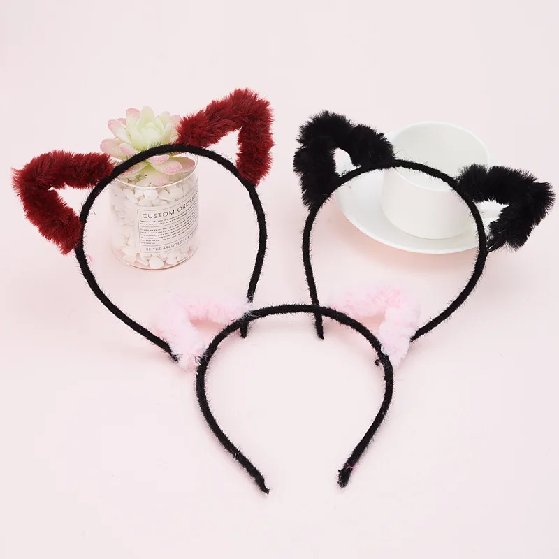 2019 Fashion Girl Cute hair ball cat ears Boutique Candy colors Handmade Ribbon Hairbands Children Hair Accessories PJ-1043