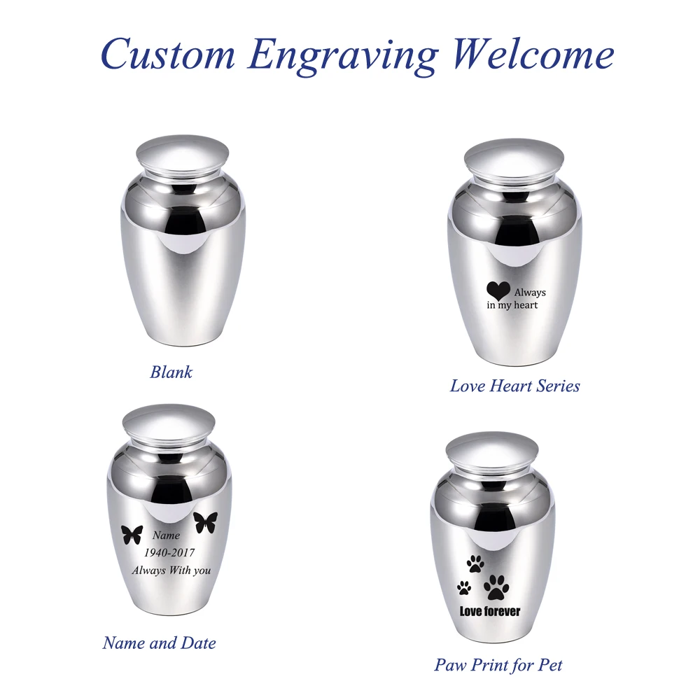 

JJ002 73mm/40mm Height Stainless Steel Cremation Urn-Funeral Keepsake Urns-High Polished MINI URNS for Human/Pet Ashes