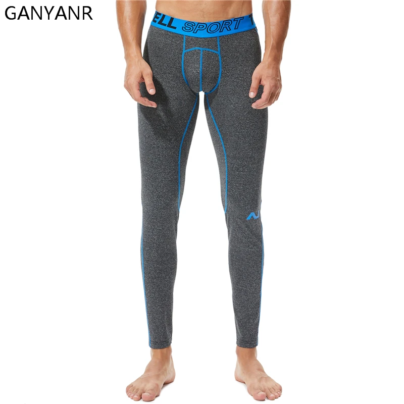 

GANYANR Running Tights Men Basketball Sports Fitness Gym Leggings Compression Pants Athletic Bodybuilding Yoga Jogging Winter