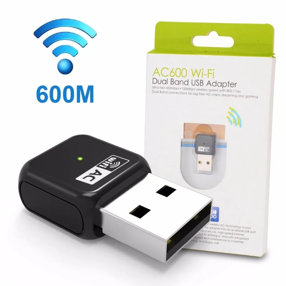 

Mini AC600 Dual Band 2.4/5Ghz WiFi Wireless N USB Adapter Dongle 802.11a/b/g/n