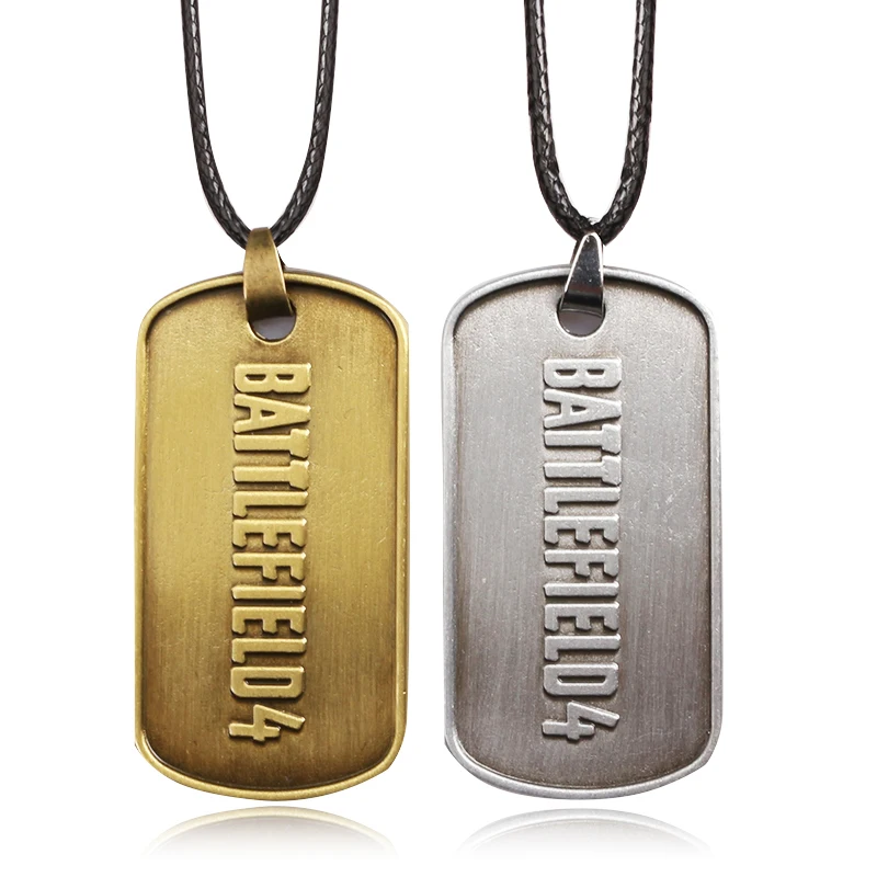 Fashion Jewelry BF4 Battlefield 4 Dog Tag badges Military Card Necklaces Pendants antique Bronze and Tin Necklace for men