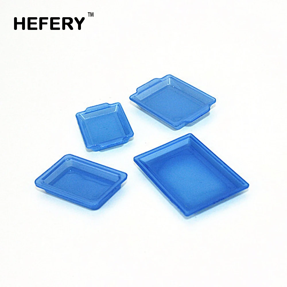 

4Pcs 1/12 Dollhouse Miniature Accessories Mini Resin Tray Simulation Food Plate Model Toys for Doll House Decoration