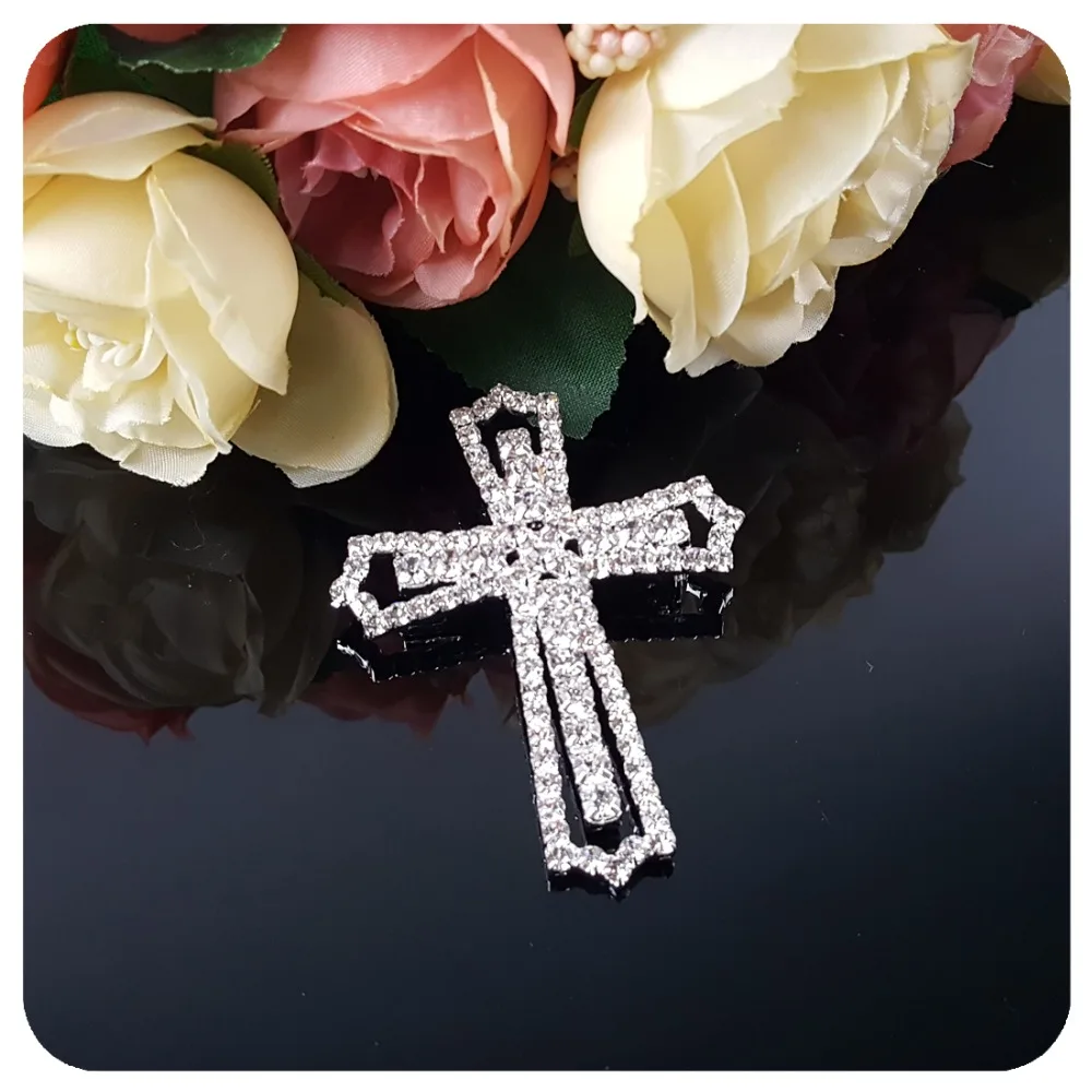 Blingbling Crystal Silver COlor Rhinestone  Cross Brooch Pin Christian Jesus Brooch Pin