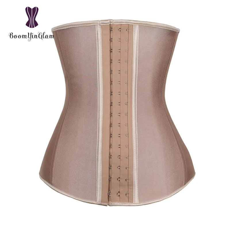 High quality 3 hooks slimming body shaper waist trimmer belt 4 steel boned corset latex waist trainer for weight loss 2839#