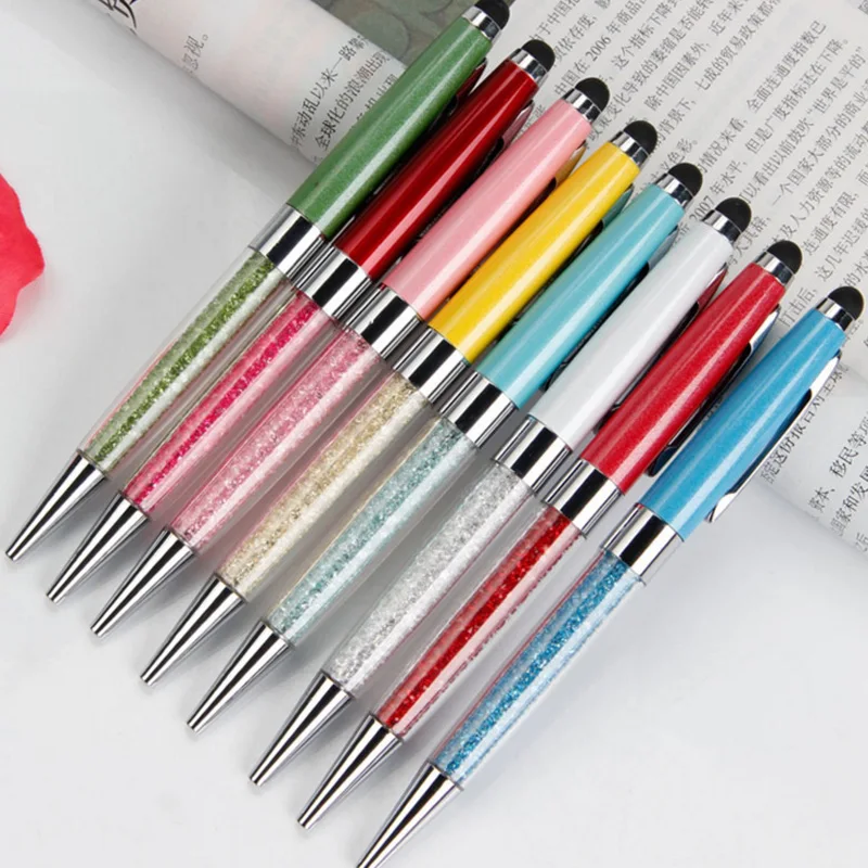 

Wholesale 10pcs Multifuntional Crystal Ballpoint Pen 0.7mm black ink Metal Pen Capacitive Touch Design