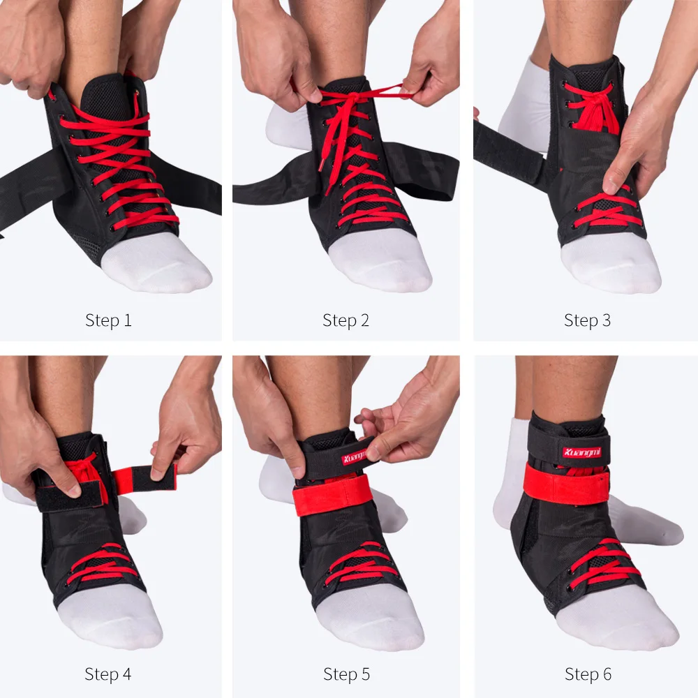 Kuangmi 1 pc Ankle Support Brace Sports Foot Stabilizer Adjustable Ankle SockStraps Protector Football  Guard Ankle Sprain Pads