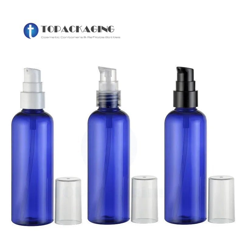 

30PCS*100ML Beak Lotion Pump Bottle Blue Plastic Makeup Packing Lotion Shower Gel Essential Oil Cosmetic Container Refillable