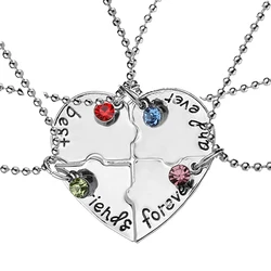 Hot Sale BFF Necklace For 4 Four Friends Necklace Heart Shape Puzzle Hand Stamp Friendship Jewelry For Women Girls