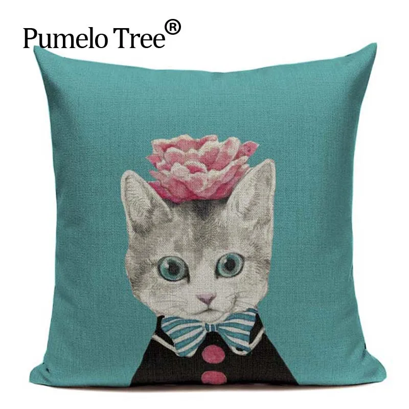 Cushion Cover Cat Fashion Show Cushion Animal Bird Flower Mouse Colorful Moden Sofa Bedroom Home Decorative Throw Pillow Cover