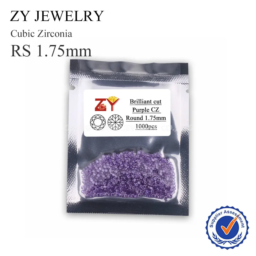 

1,75 мм круглая форма бриллиантовая огранка Фиолетовый синтетический кубический цирконий Свободный Камень партия
