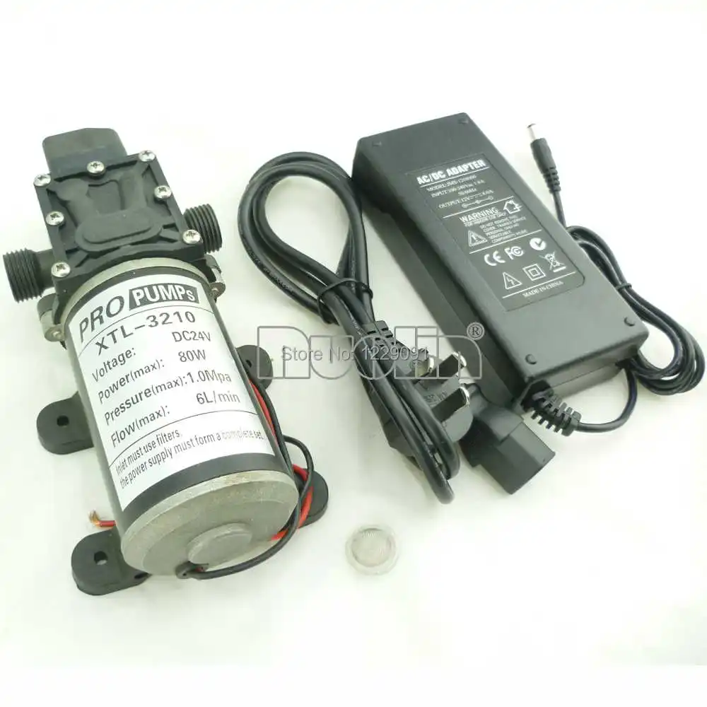 

80W Automatic switch Mini DC Diaphragm small Water Pump 12v high pressure 6L/min with filter screen and 12v 8A power adaptor