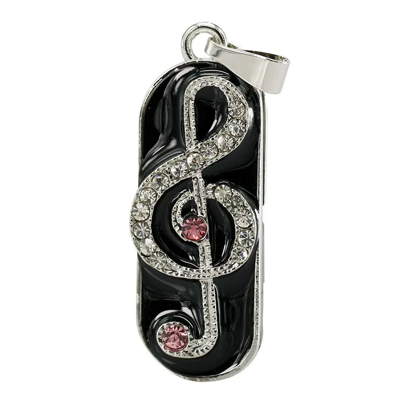 Diamond Music Note USB 2.0 Usb Flash Drives Thumb Pendrive U Disk Usb Creative Necklace Memory Stick Storage 4GB 8GB 16GB 32GB
