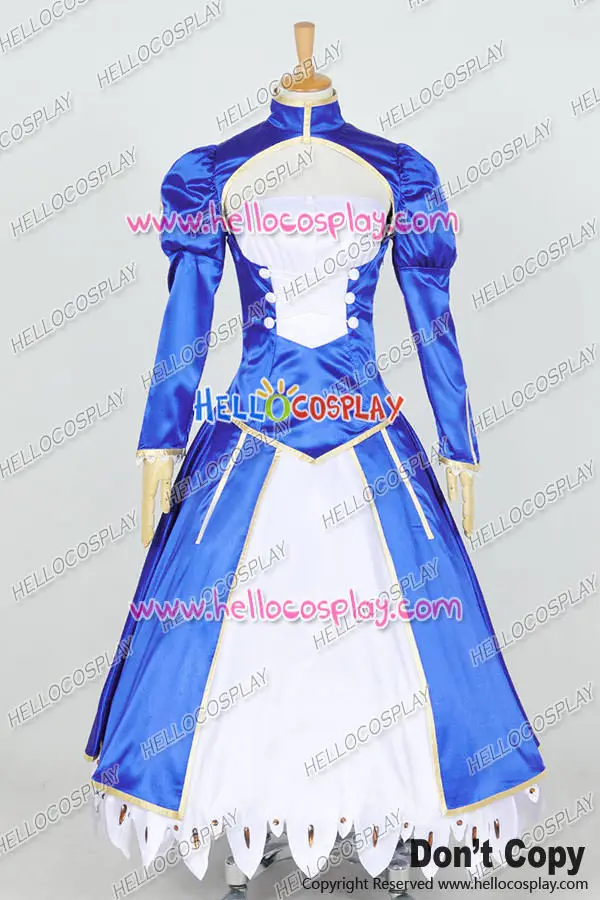 

Fate Stay Night Fate Zero Cosplay Saber Costume Dress Blue White H008