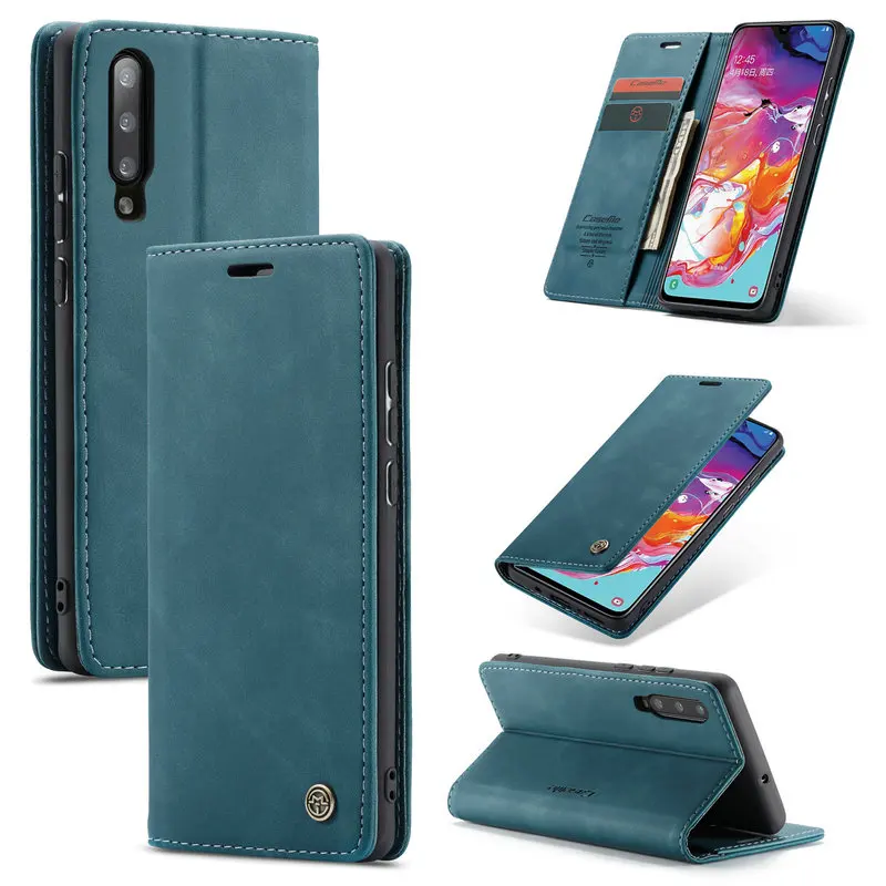 CaseMe Magnetic Phone Case For Samsung Galaxy A70 Retro Flip Wallet Leather Case For Samsung A70 Cover Luxury 360 Full Protect
