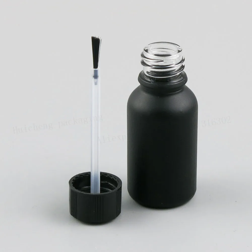 Matt Black Glass Dispense Essential Oil Bottle With Brush Cap 10ml 20ml 30ml 50ml 100ml Glass Nail Polish Bottle 12pcs