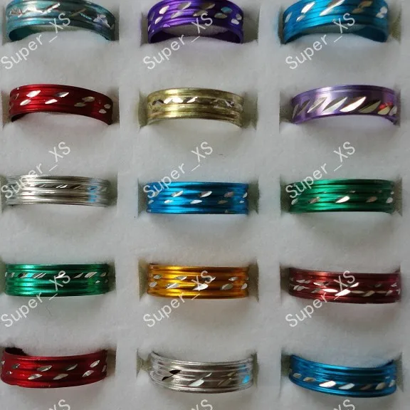 200pcs Whole Jewelry Ring Lots Hot Sale Nice Pretty Multicolor Aluminum Alloy Rings Good Quality LB098  Free Shipping