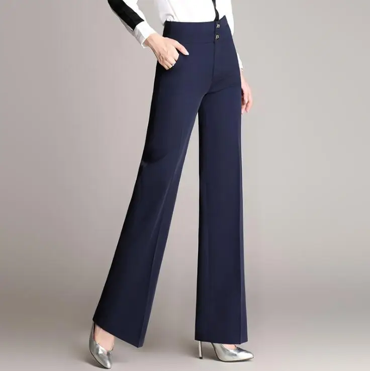 

Spring Autumn Women High Waist Loose Wide Leg Pants Office Ladies Long Pants OL Career Trousers Mujer s1465