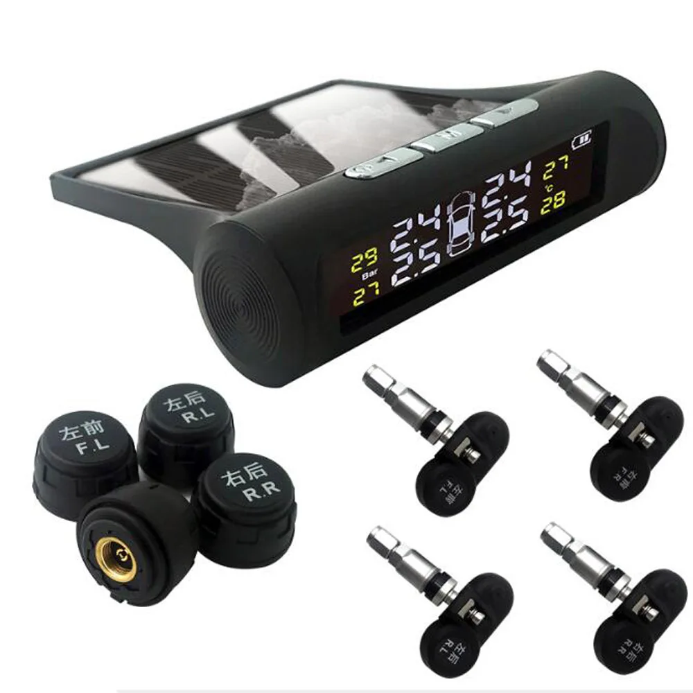 

Smart Internal Car TPMS Tyre Pressure Monitoring System Solar Power Digital LCD Display Auto Security External