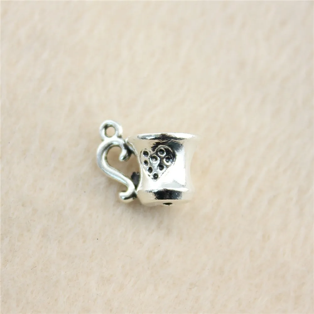 40pcs/lot 10*15mm ancient silver 3D Tea Cup charm Pendants DIY jewelry for bracelet necklace earring