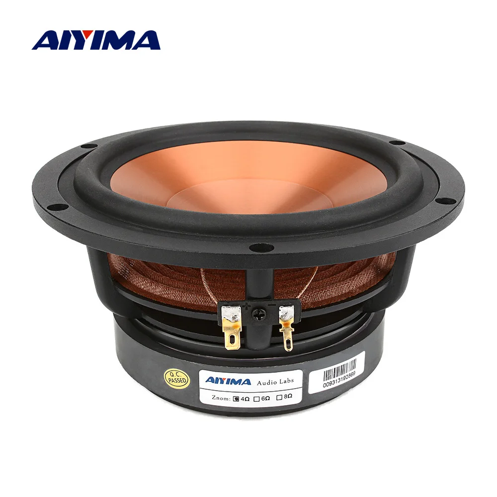 AIYIMA 6.5 인치 미드레인지 우퍼 Hifi 사운드 스피커 4 8 Ohm 100W 저음 알루미늄 음악 책장 용 DIY