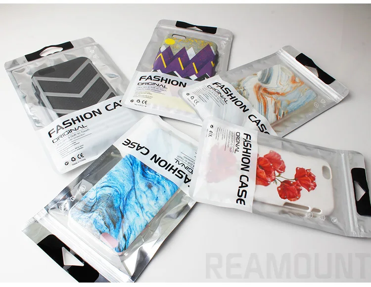 200 pcs  LOGO customized Zipper Retail Plastic Packaging Bag Aluminum bag For Iphone Samsung Cell Phone Case Package Bag