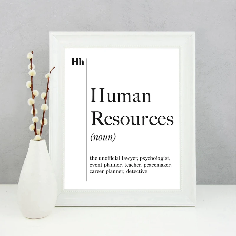 Human Resources Definition Print HR Office Decor Recruiter Coworker New Job Gift Professions Wall Art Canvas Painting Picture