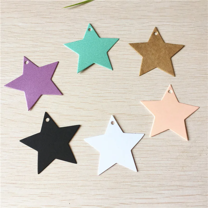 Pentagram shape multiple colors Lovely  Kraft Paper Party Weeding Birthday Gift Presents Package Bag Hang Tags 5x5cm 100Pcs/Lot