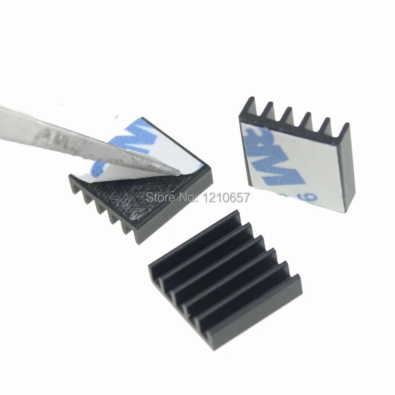 100pcs lot Black 14x14x4mm 14mm adhesive Aluminum Heat Sink For Memory Chipset IC