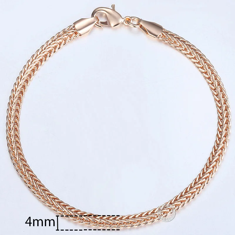 Women\'s Jewelry Sets 585 Rose Gold Color Necklace Bracelet Set Braided Foxtail Link Chain Fashion Wholesale Jewelry Gifts KCS01