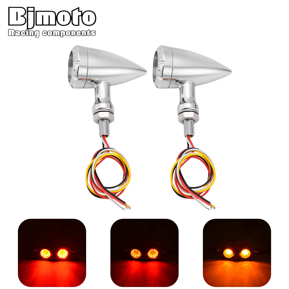 

BJMOTO 2pc 12V Motor Steering Light 10MM LED Motorcycle Turn Signal Lights Brake Running Indicator Lamp For Harley cruisers