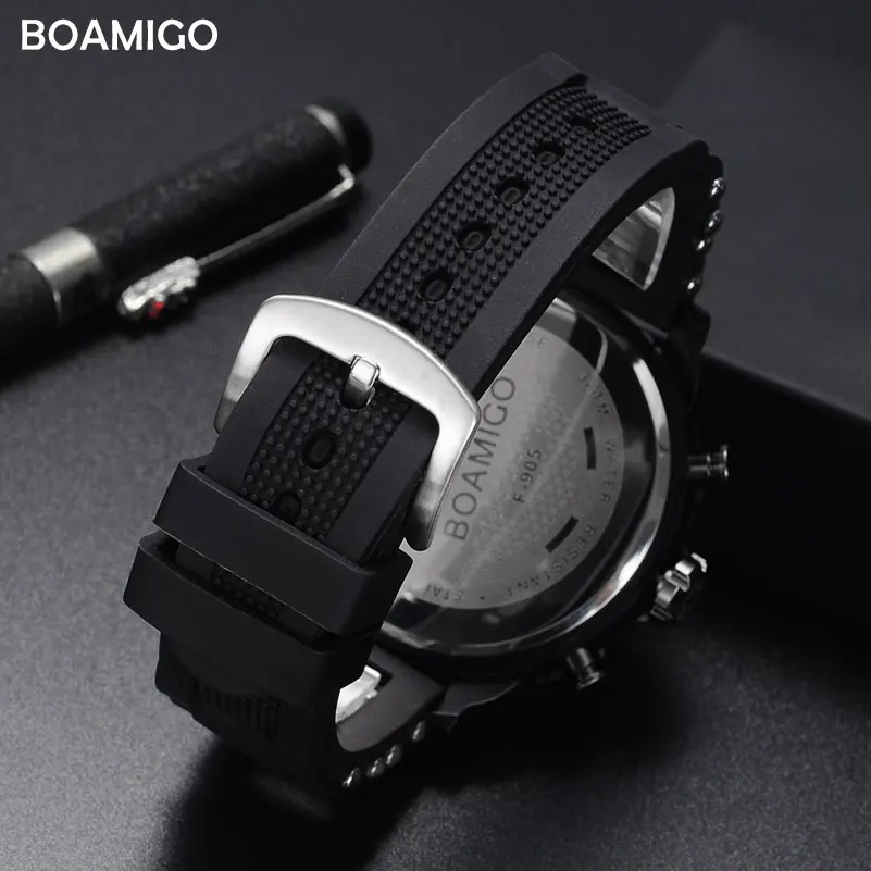 men sports watches BOAMIGO brand men watches 3 time zone rubber LED digital watch military quartz wristwatches gift box F905