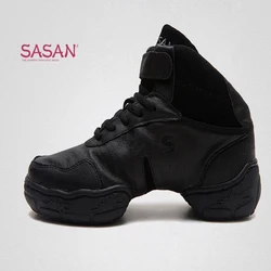 Zapatillas de baile para mujer, zapatos modernos de lona transpirables, antideslizantes, odorización, tacón negro de 8803 cm, piel de cerdo, SASAN 5,5