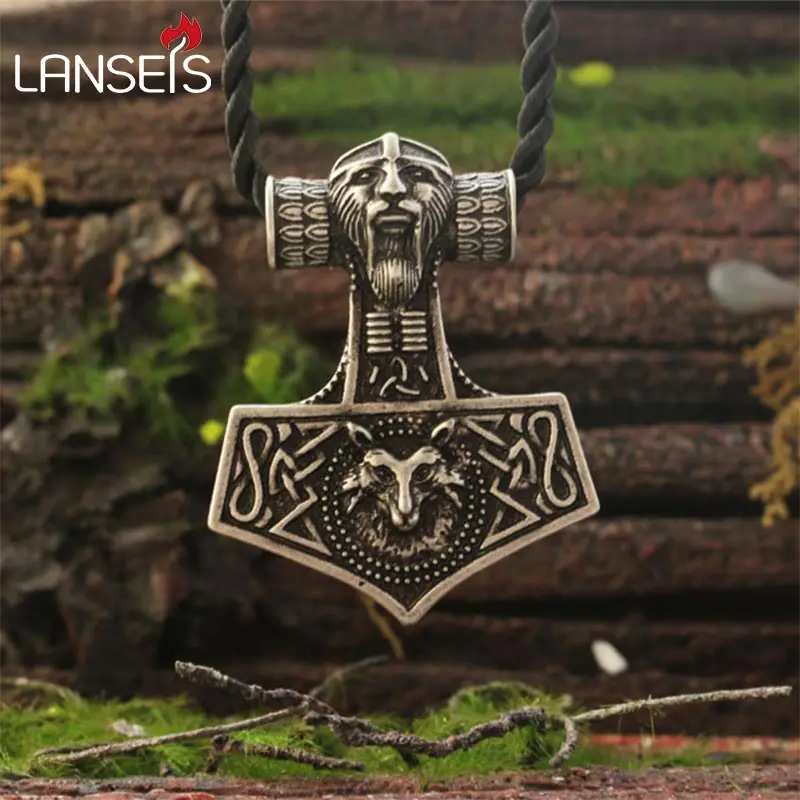 

Ожерелье из лисы викингов, молот Тора, Мьельнир, кулон Lge Odins, скандинавская лиса, мужской амулет, ювелирные изделия