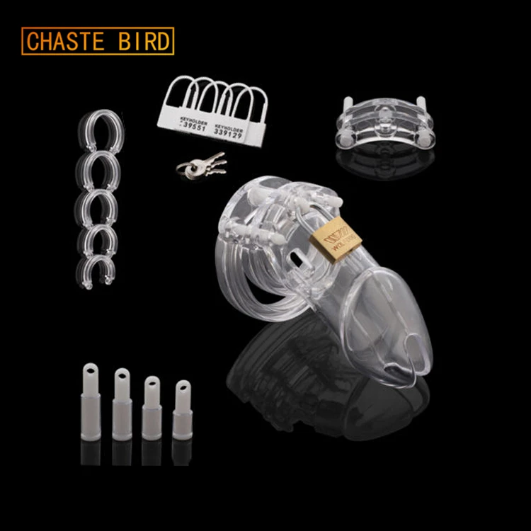 CHASTE BIRD Small/Standard Male Chastity Device Cock Cage With 5 Size Rings Brass Lock Locking Number Tags Sex Toys CB6000 A153