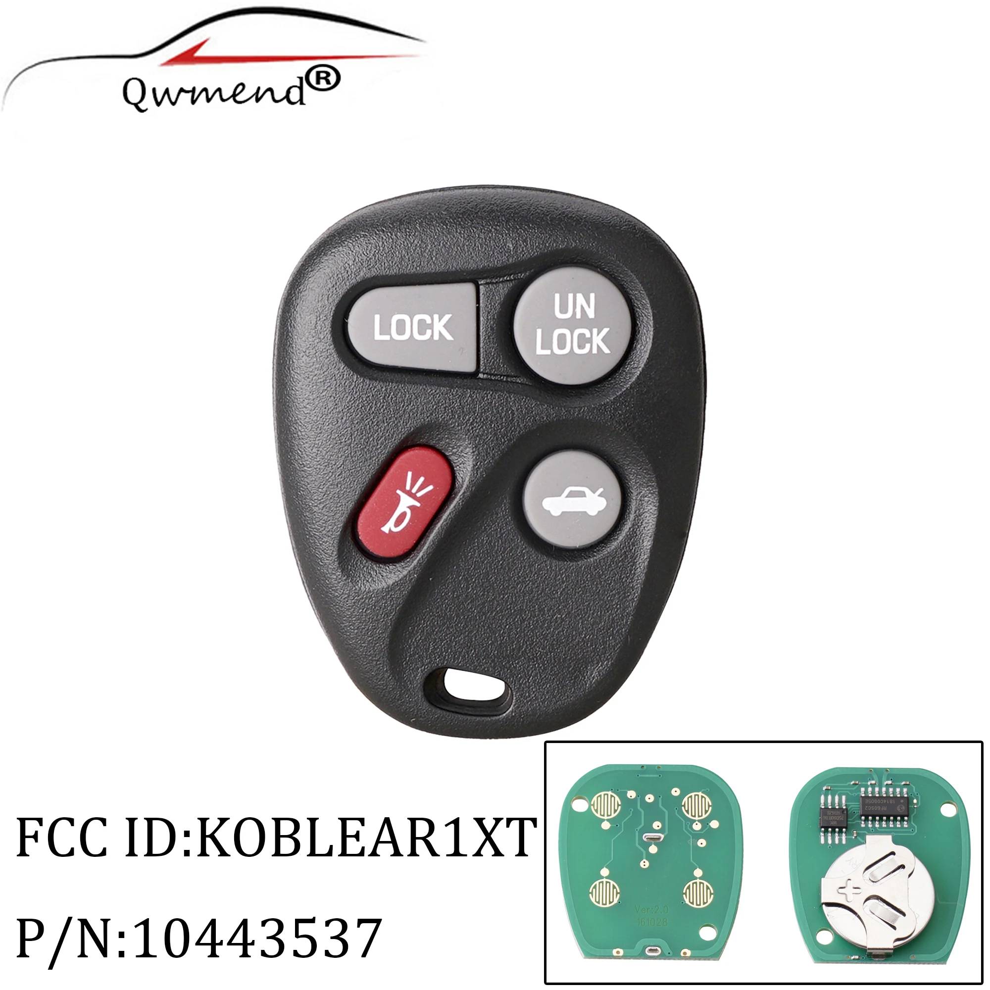 

QWMEND 4Button Remote key For Chevrolet Corvette Monte Carlo Impala 2001-2005 315Mhz For Buick LeSabre KOBLEAR1XT 10443537 keys